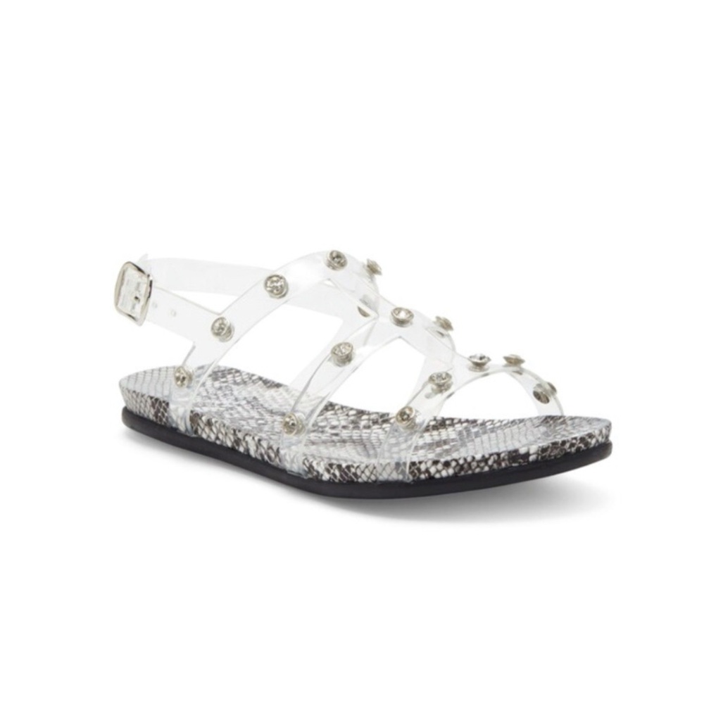 Vince Camuto Aveson Black & White Snakeskin Studded Jelly Sandals Girls Size 4